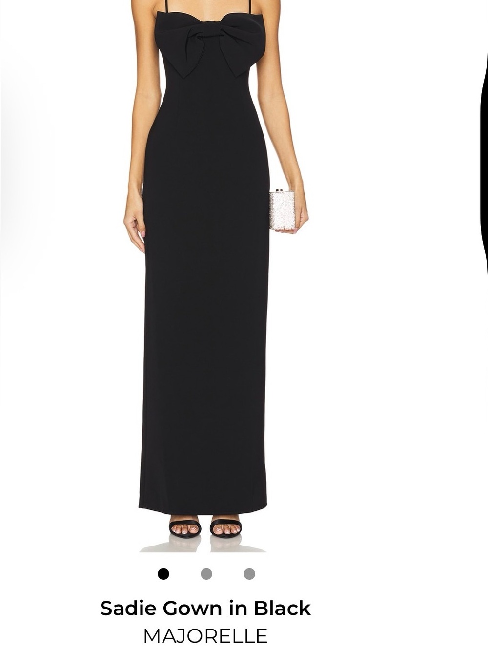 MAJORELLE Black Bow-Front Spaghetti Strap Maxi Dress